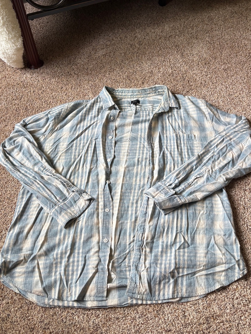 J. Crew Blue and Cream Striped Button-Down Shirt